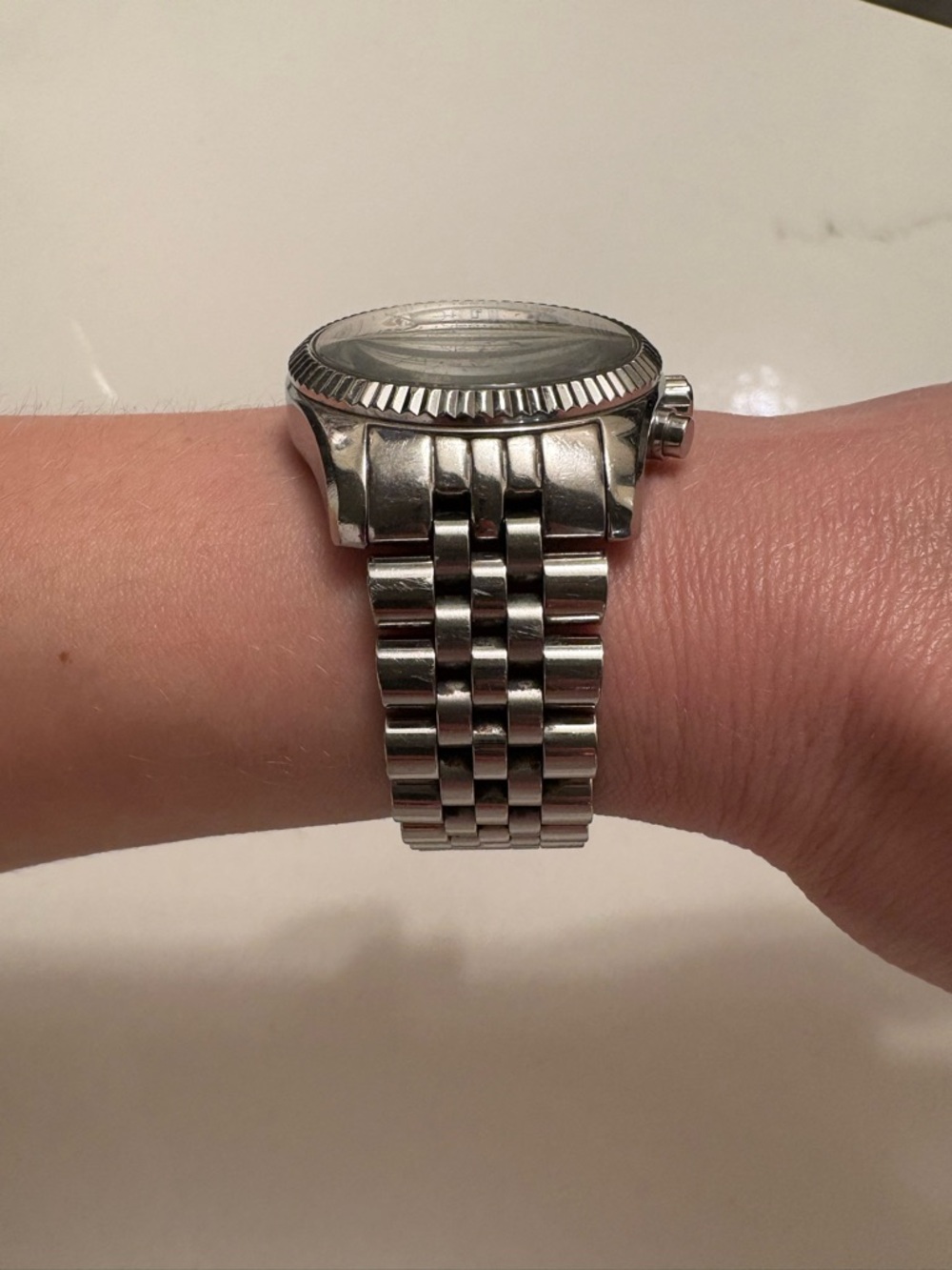 Michael Kors Silver-tone Chronograph Bracelet Watch (35mm) - Picture 4 of 5